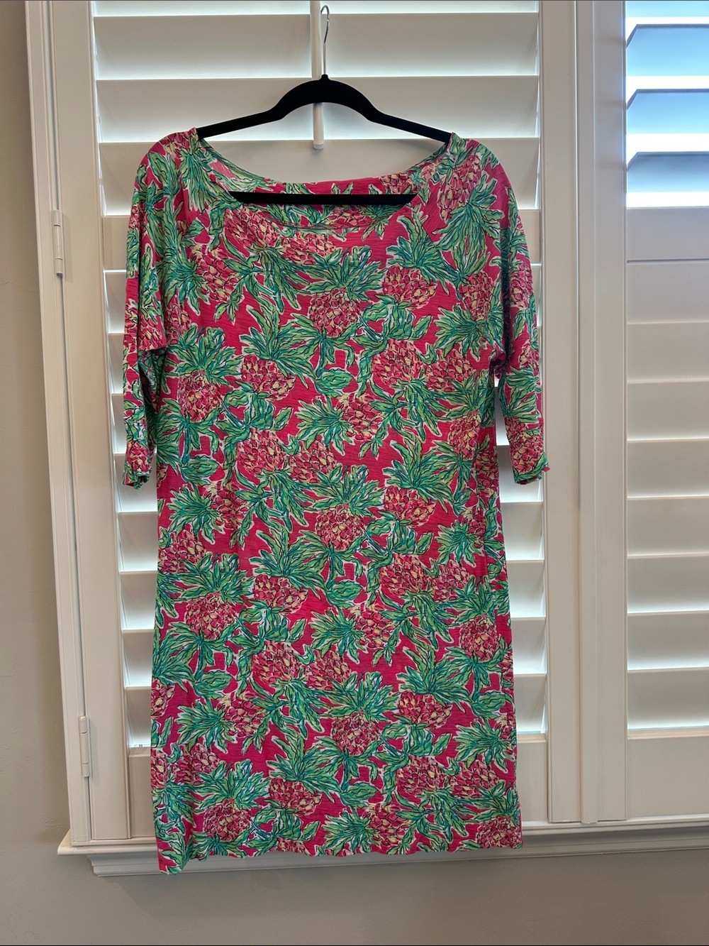 Lilly Pulitzer Pink and Green Tropical Shift Dress